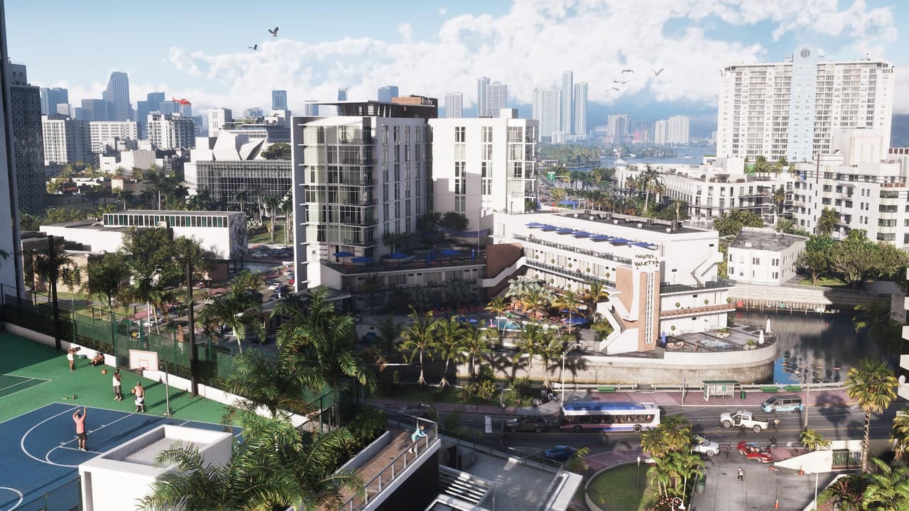 Vista aérea de un barrio de Vice City